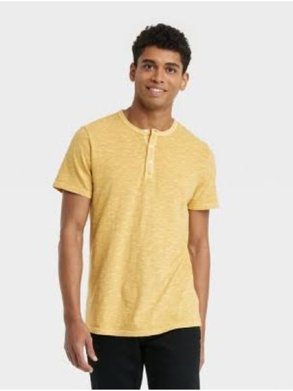 Goodfellow & Co Yellow Short-Sleeve Henley Button-Down Shirt